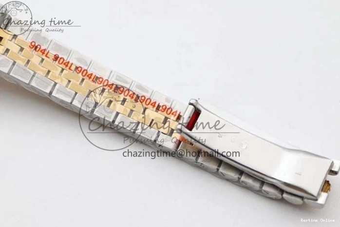 1219 Bright Lady DateJust 28 SS YG TWF Diamonds Bezel 1:1 Best Edition Green Dial Roman Markers on Jubilee Bracelet NH 2135